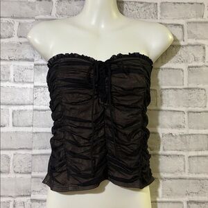 Forever 21 Black Ruched Strapless crop  Top size OX US